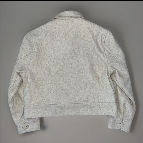 Rare WYLLIS Clothing Heathered Cream Cropped Wool Zanzi Pilot Jacket MEDIUM - Picture 3 of 14